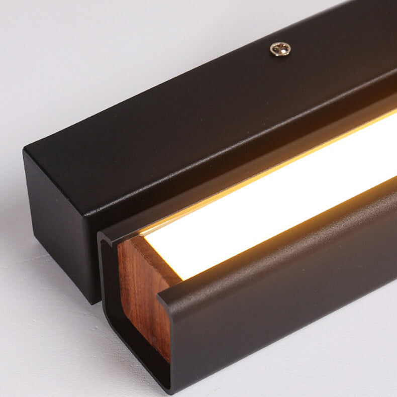 Moderne minimalistische rechteckige Aluminium-Eisen-Holz drehbare LED-Wandleuchte 