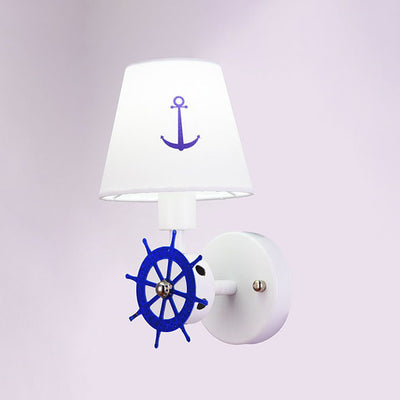 Cartoon Creative Rudder Fabric 1-Light Kids Wall Sconce Lamp