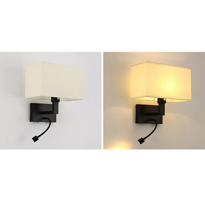 Moderne minimalistische rechteckige Eisenstoff-Wandleuchte mit zwei Lichtern in Uni-Farbe 
