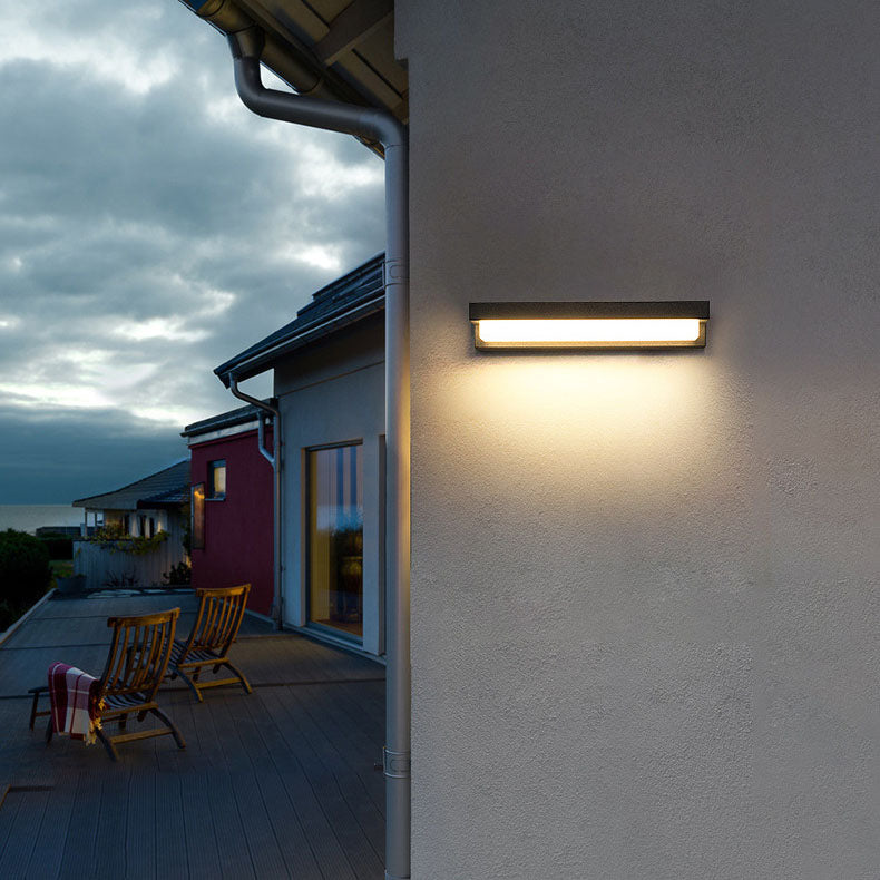 Solar Outdoor Rectangular Flat Panel Body Sensor Light Waterproof Patio LED Wall Sconce Lamp