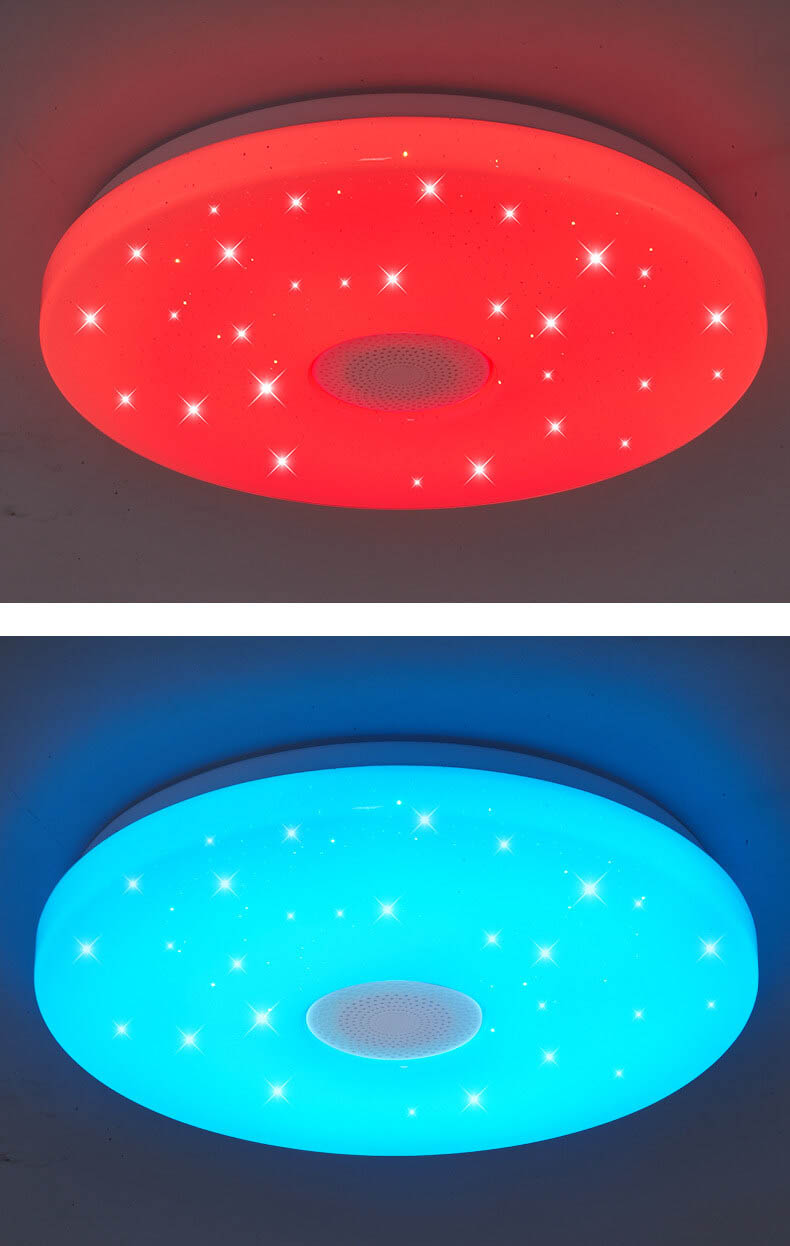 Smart Dimmable LED Remote Control Bluetooth Music Speaker Flush Mount Ceiling Light