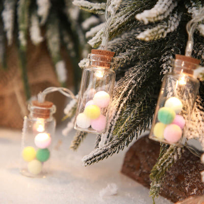 Lumière de chaîne décorative à LED de Noël avec bouteille à souhaits, arbre, neige et boîtier à piles 