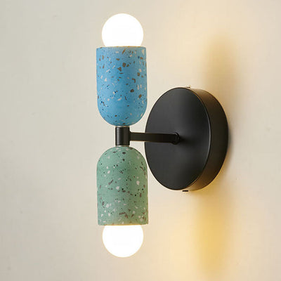 Modern Japanese Wabi-Sabi Iron Cement 2-Light Wall Sconce Lamp