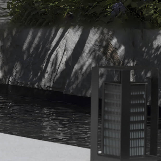 Lámpara de piso para patio de césped LED al aire libre de forma cuadrada de metal solar 