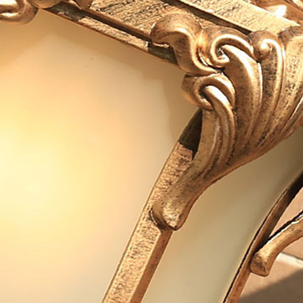 Traditional European Aluminum Glass Carved Lantern 1-Light Outdoor Waterproof Wall Sconce Lamp