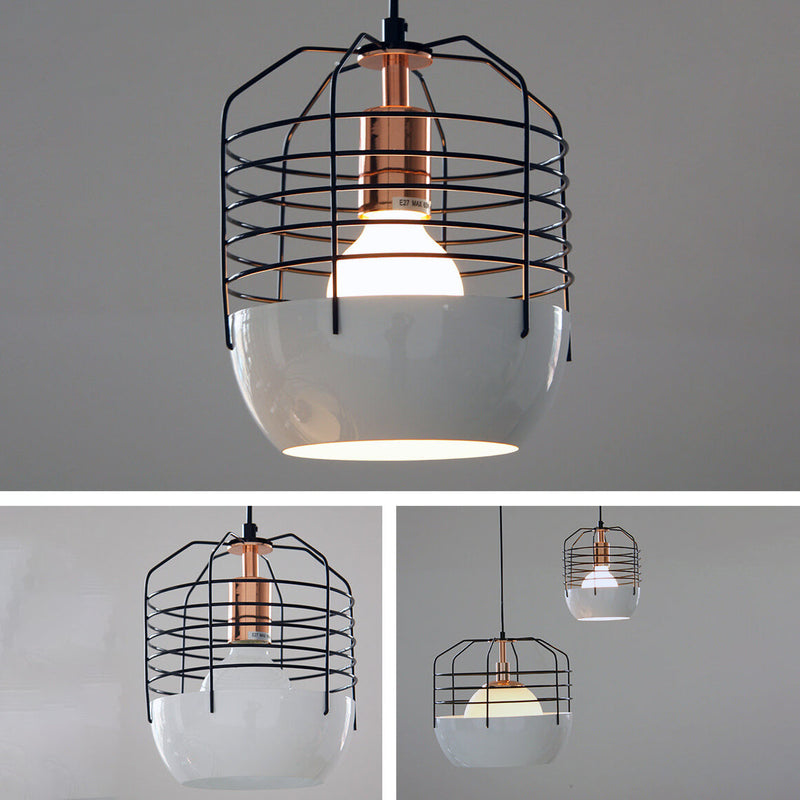 Industrial Iron Birdcage Design 1-Light Pendant Light
