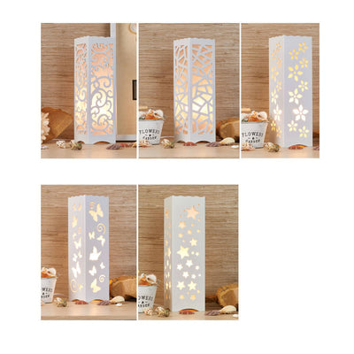 Lampe de table moderne et créative avec colonne carrée creusée à 1 lumière 