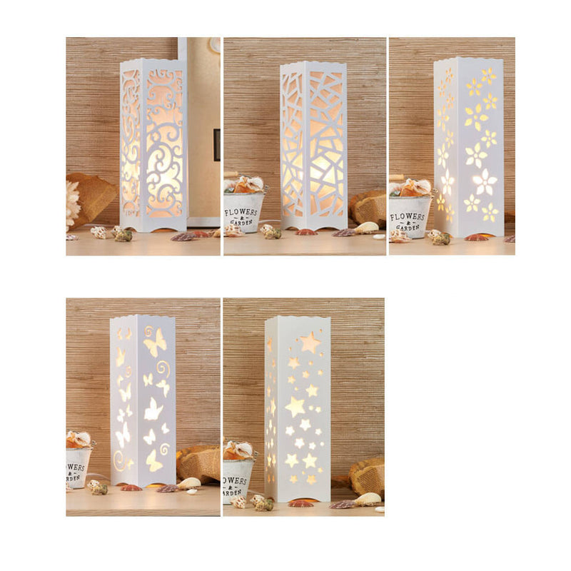 Modern Creative Hollow Carved Square Column 1-Light Table Lamp