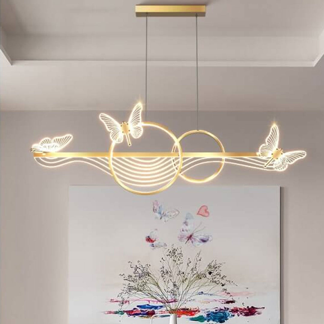 Lustre LED linéaire rond papillon de luxe nordique 
