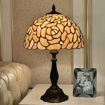 Tiffany Creative Yellow Rose Dome 1-Light Table Lamp