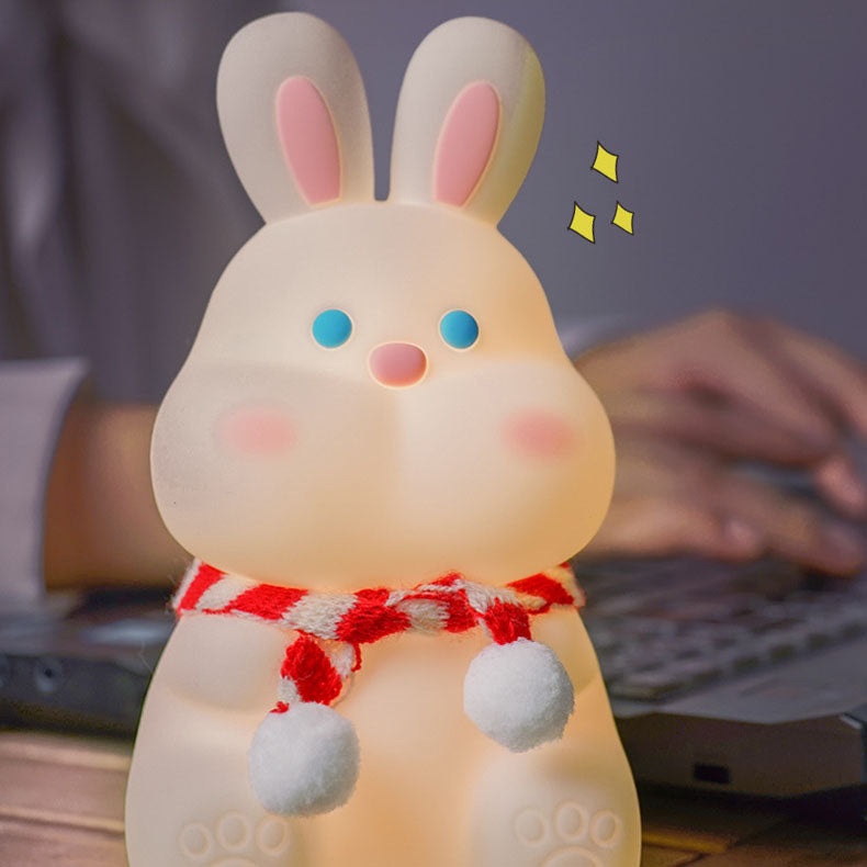 مصباح طاولة LED ليلي USB سيليكون بات أرنب كرتوني إبداعي 