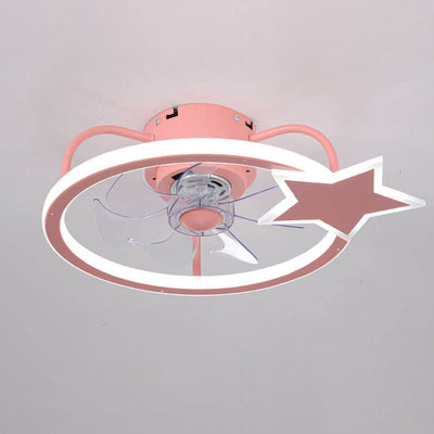 Childlike Star/Dolphin Design Quiet LED Flush Mount Fan Light