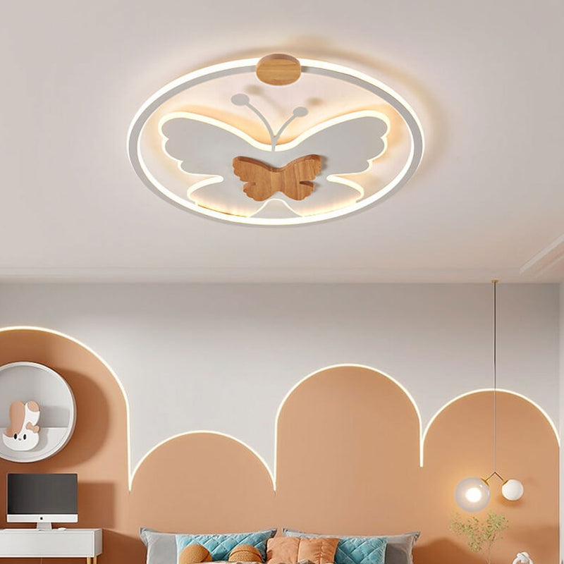 Nordic Creative Butterfly Circle LED Flush Mount Ceiling Light