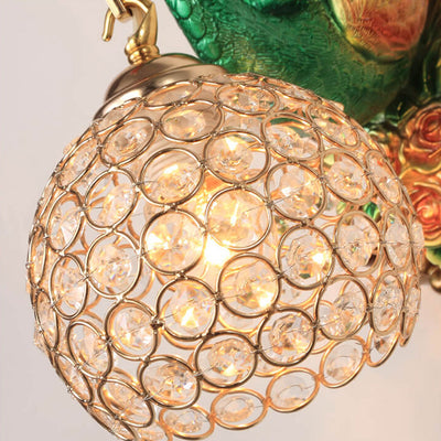 European Creative Peacock Resin Glass Shade 1-Light Wall Sconce Lamp