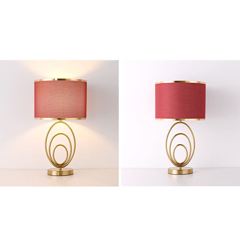 Lampe de table moderne minimaliste en tissu imitation cuivre à 1 lumière 