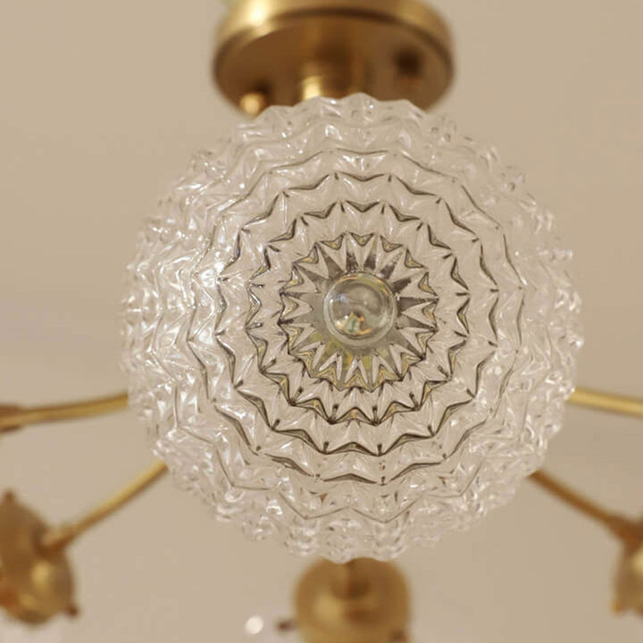 Contemporary Nordic Spherical Glass Lampshade Copper 6/8-Light Flush Mount Light For Living Room