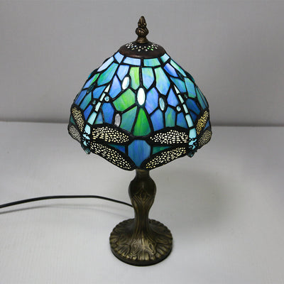 Tiffany Decorative Flower Umbrella Rose Alloy Stained Glass 1-Light Table Lamp