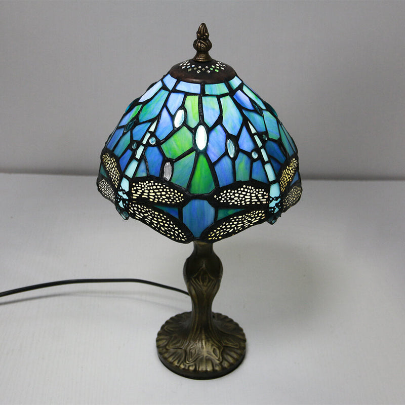 Tiffany Decorative Flower Umbrella Rose Alloy Stained Glass 1-Light Table Lamp