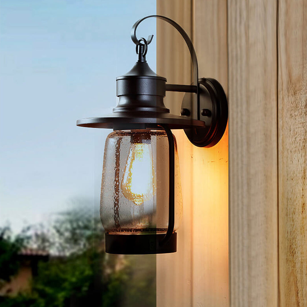 Vintage Industrial Bubble Glass 1-Light Outdoor Waterproof Patio Wall Sconce Lamp