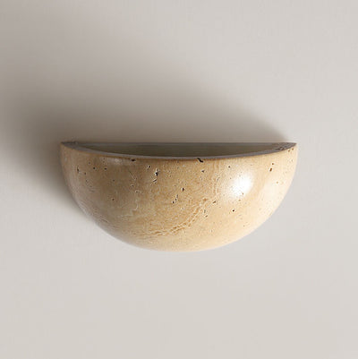 Japanese Vintage Stone Half Circle 1-Light Wall Sconce Lamp