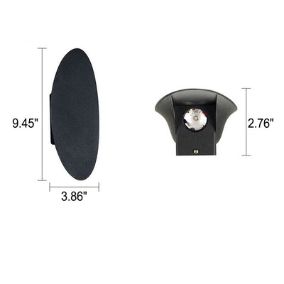Lámpara de Aplique de Pared Impermeable LED para Exterior de Aluminio de Forma Oval Simple y Plana 