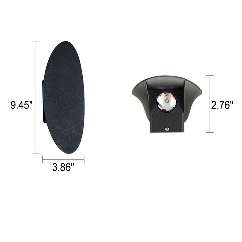 Lámpara de Aplique de Pared Impermeable LED para Exterior de Aluminio de Forma Oval Simple y Plana 