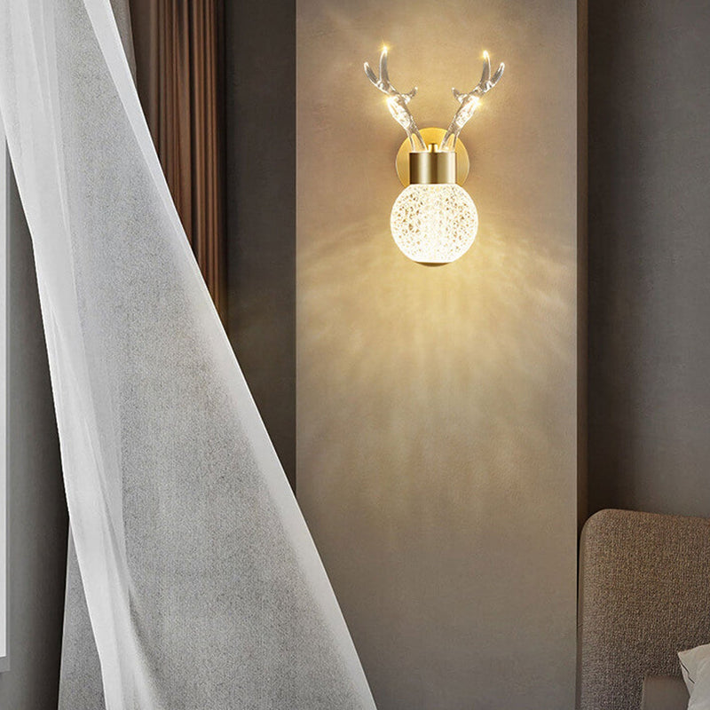 Nordic Luxury Antler Bubble Crystal LED Wall Sconce Lamp