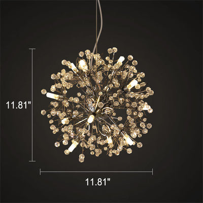 Contemporary Nordic Light Luxury Round Ball Stainless Steel Crystal LED Chandelier For Hallway