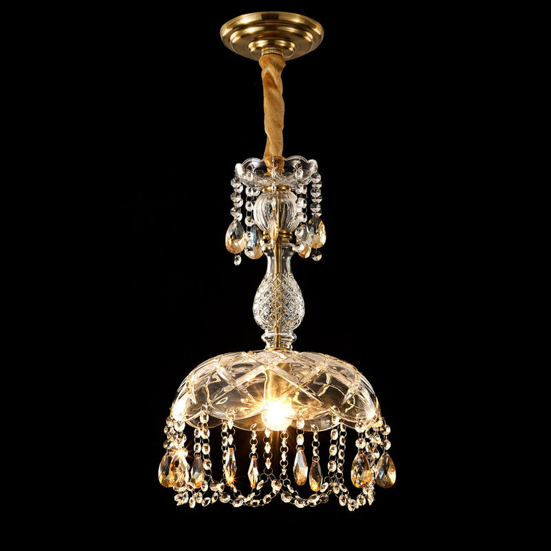 Moderne Luxus Kristall Hängedome 1-Licht Pendelleuchte 