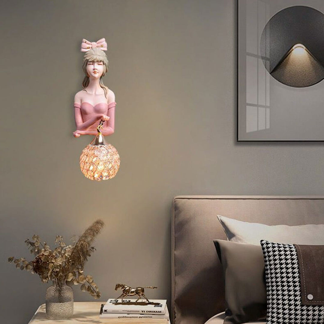 Lámpara de Aplique de Pared para Niños con 1 Luz de Resina Vidrio Pintado por Chica Creativa 