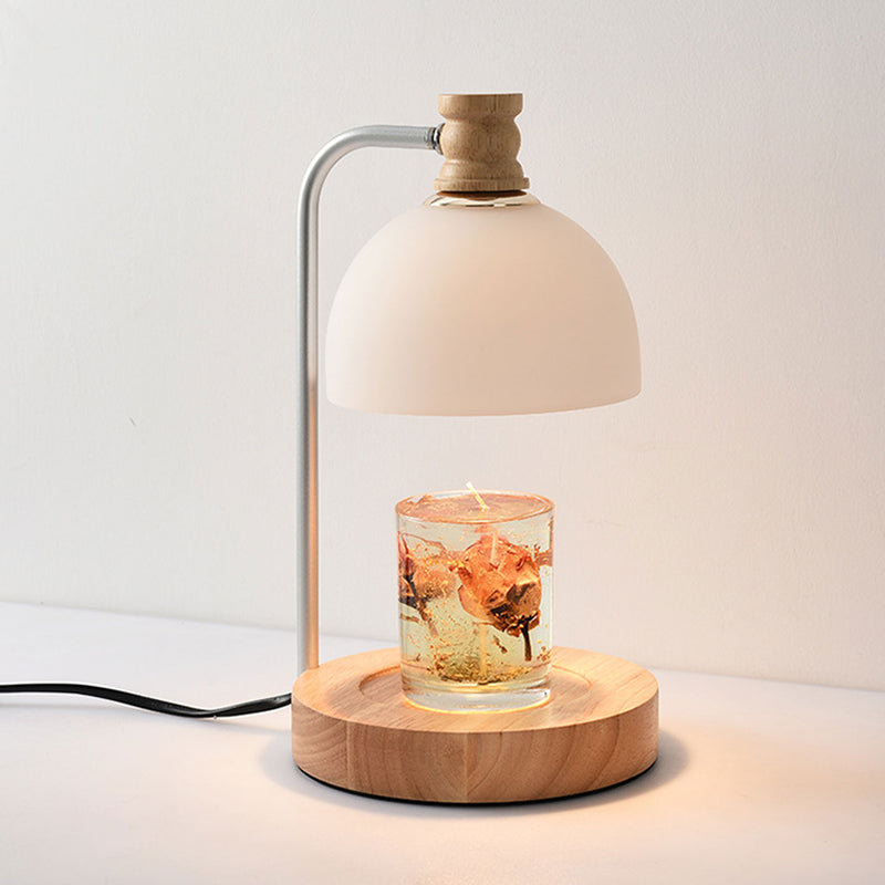 Lampe de table à cire fondue à 2 lumières avec dôme en verre simple 
