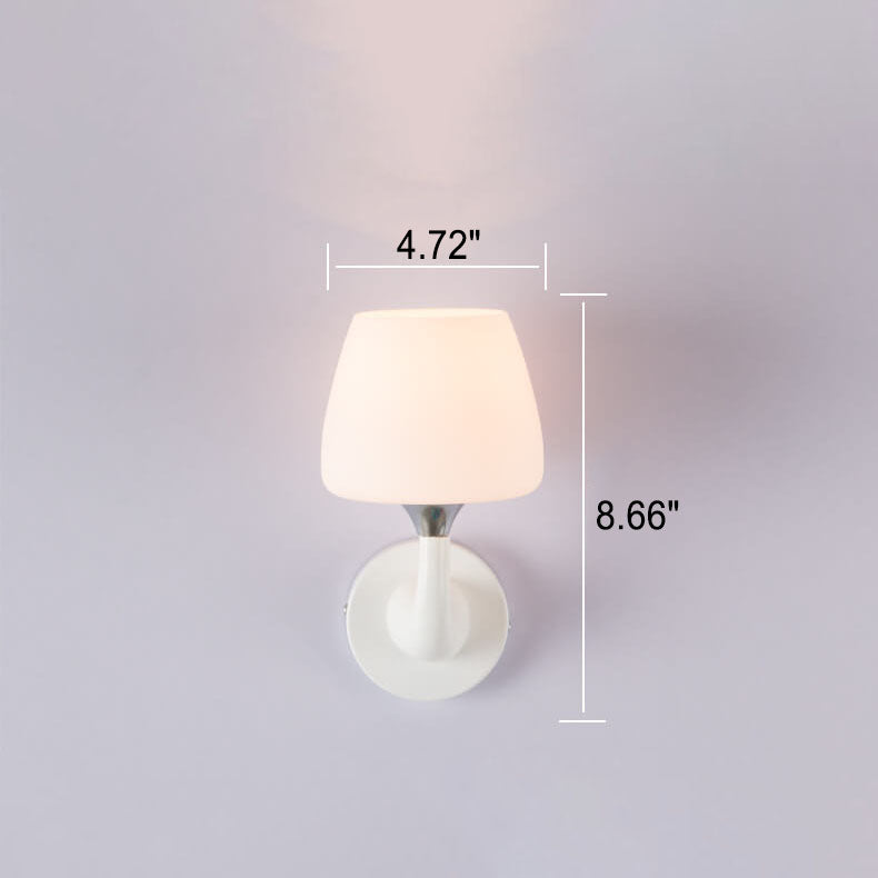 Nordic Minimalist White Glass Cup Shade 1/2 Light Wall Sconce Lamp