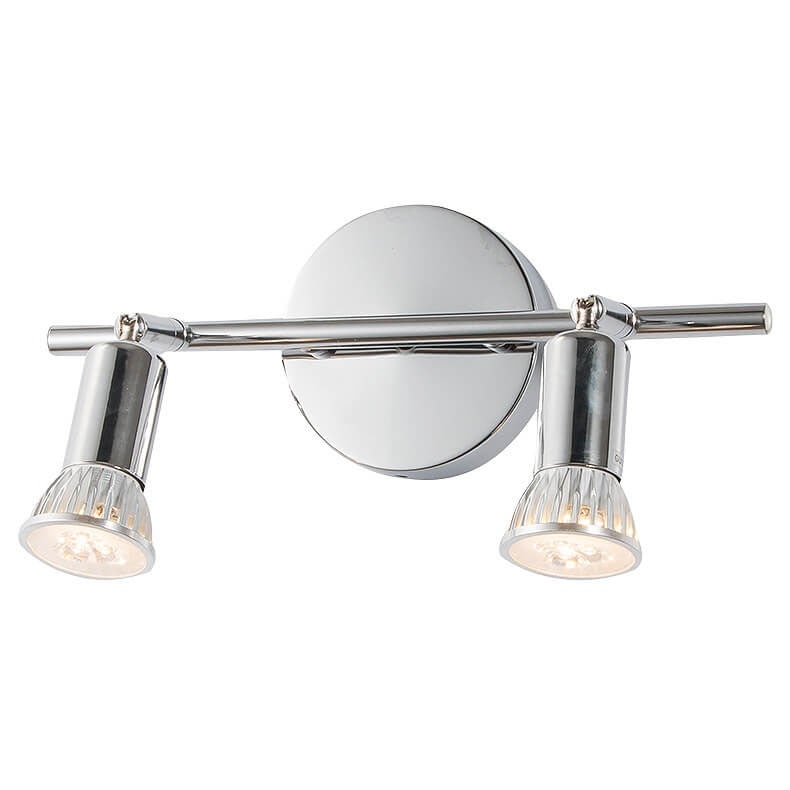 Applique murale moderne à 2 lumières en métal de couleur chrome pur pour miroir et applique murale avant 