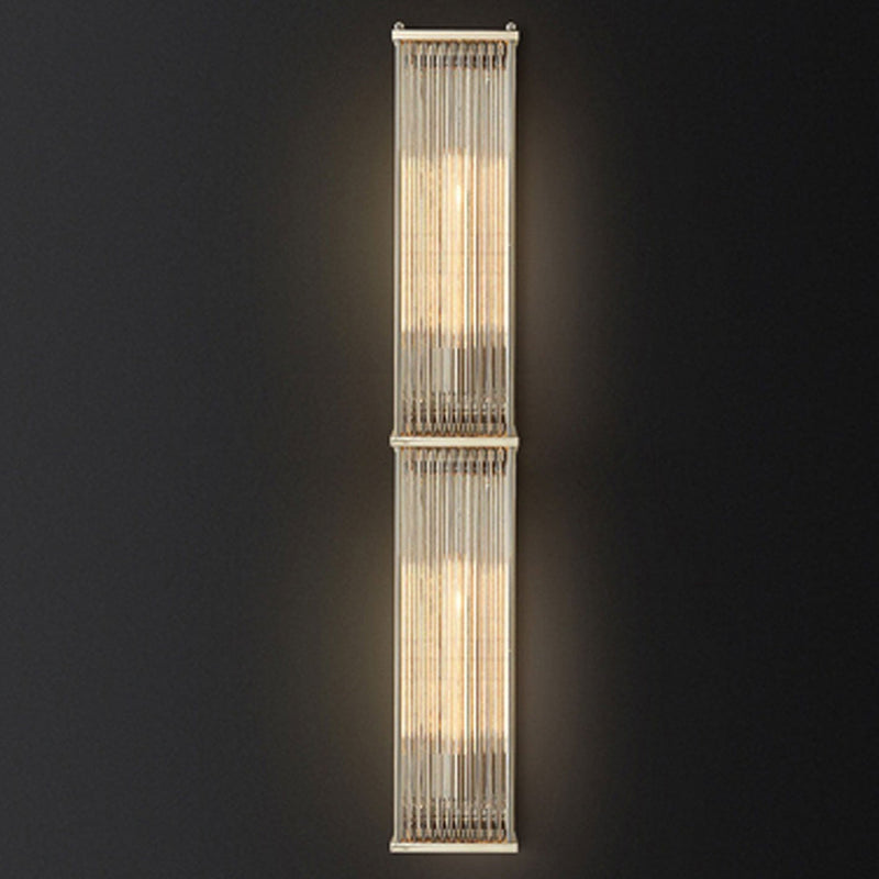 Modern Light Luxury Rectangular Hardware Glass 1-Light Wall Sconce Lamp