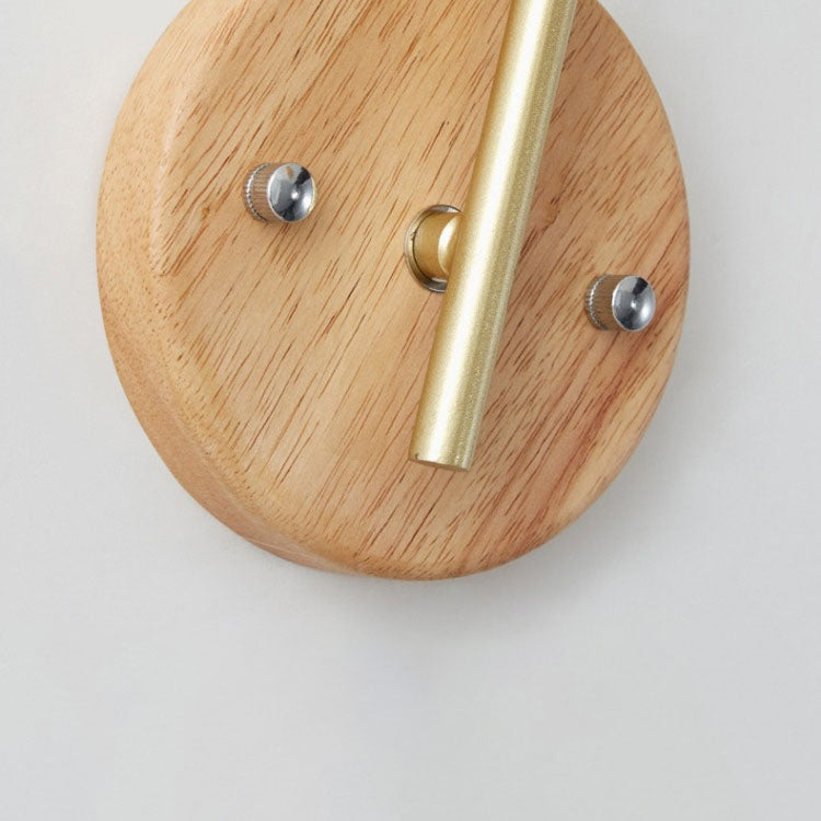 Zeitgenössische nordische 1-flammige Wandleuchte aus Acryl, Holz und Eisen mit Kugel- und Streifendesign für das Wohnzimmer 