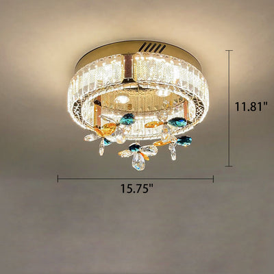 Modern Jane Clover Stainless Steel Crystal LED Flush Mount Ceiling Light