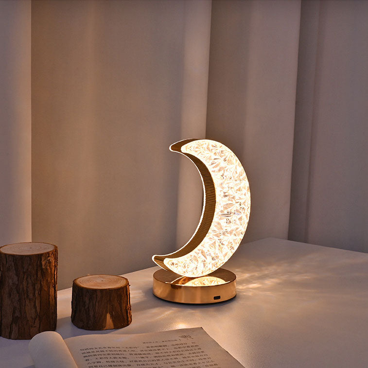 Lampe de table USB LED en acrylique créatif nordique avec géométrie étoile lune en métal 