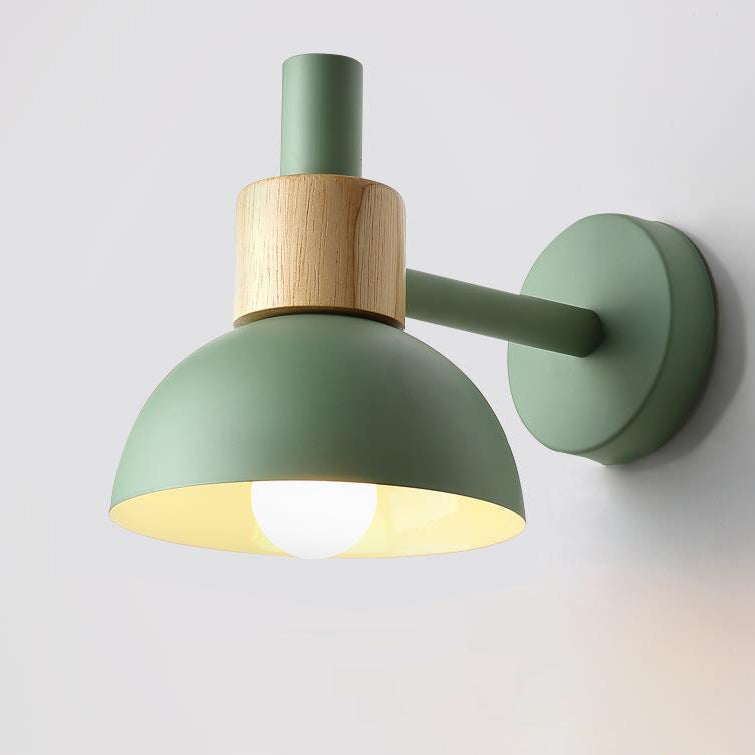 Moderne, klassische Macaron-Wandleuchte, einfarbig, Holz, Eisen, 1-flammig 