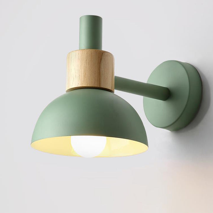 Moderne, klassische Macaron-Wandleuchte, einfarbig, Holz, Eisen, 1-flammig 