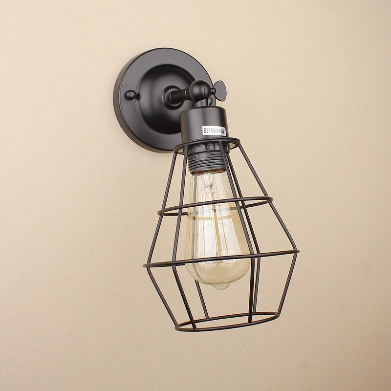 Industrial Vintage Iron Cage 1-Light Wall Sconce Lamp