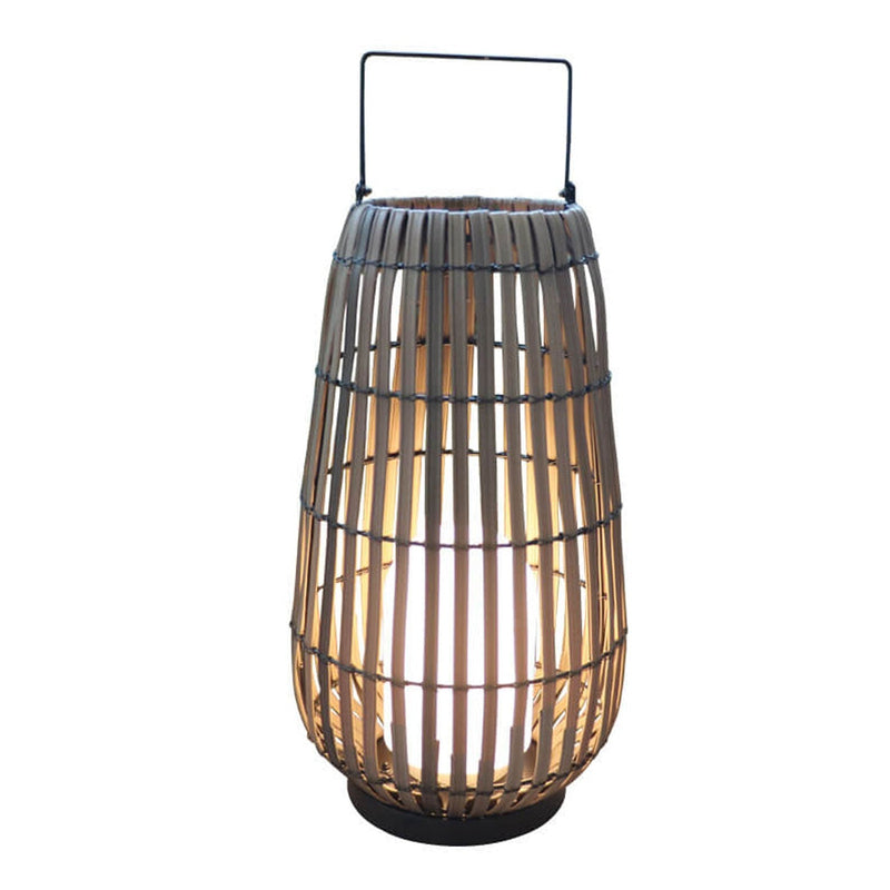 Modern Rattan Weaving Oval Cage Outdoor Patio Waterproof Floor Lamp