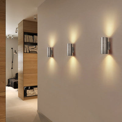 Modern Creative Cylindrical Brushed Aluminum LED Wall Sconce Lamp