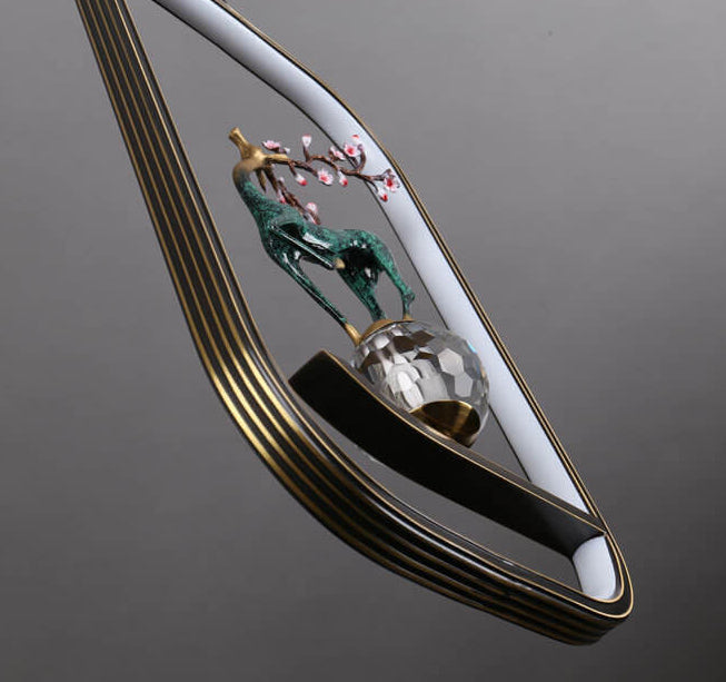Lustre LED suspendu moderne chinois carré rond anneau prunier cerf 