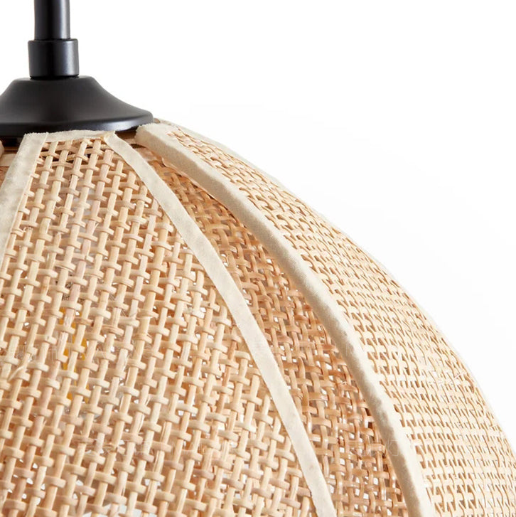 Contemporary Boho Rattan Weaving Petal Shade 1-Light Wall Sconce Lamp For Bedroom