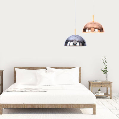 Nordic Simple Iron Dome Wood 1-Light Pendelleuchte