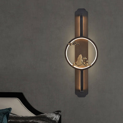 Retro Chinese Round Long Ring LED Wall Sconce Lamp