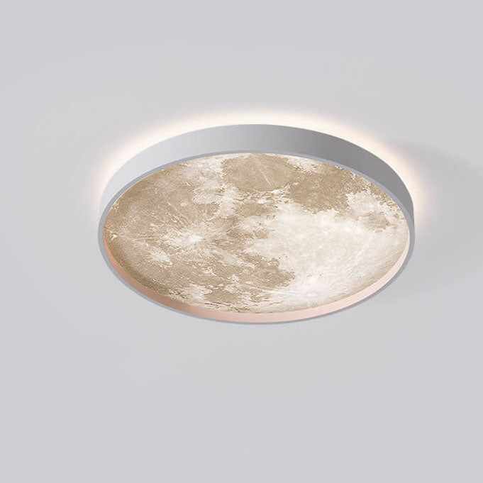 Modern Minimalist Moon Round Iron Acrylic LED Flush Mount Ceiling Light for Living Room