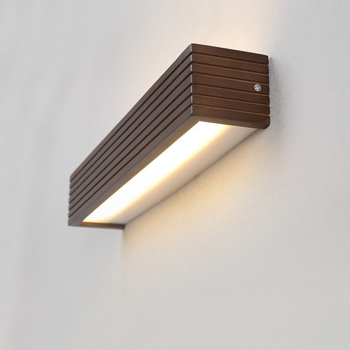 Moderne chinesische Walnuss Quadrat Bar Eitelkeit LED Wandleuchte 