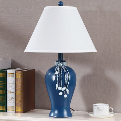 Lampe de Table à 1 Lumière avec Base en Résine et Tissu Méditerranéen Européen 