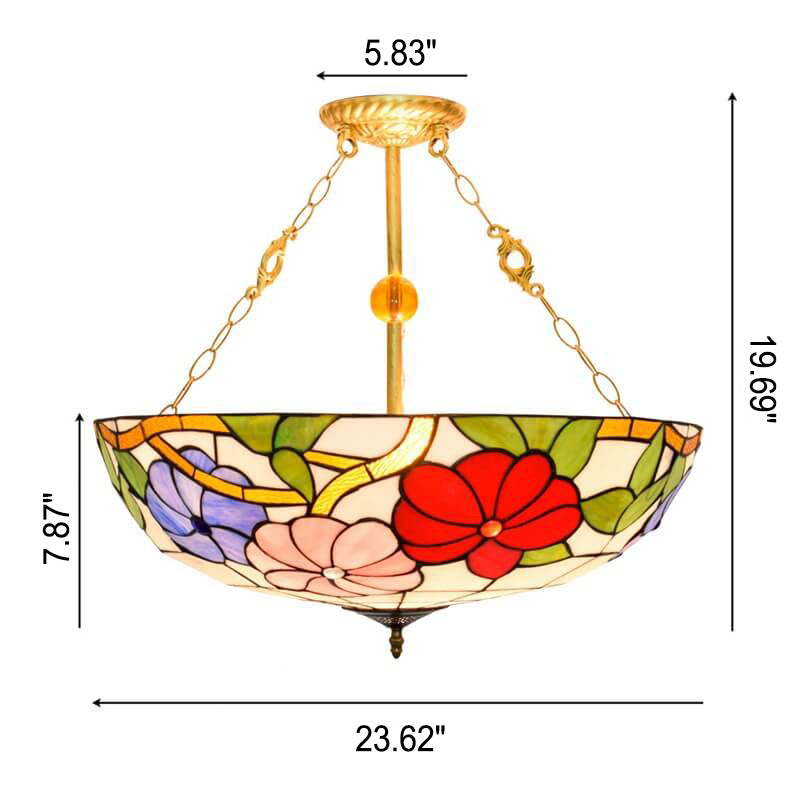 European Style Creative Pastoral Morning Glory Tiffany 5-Light Chandelier